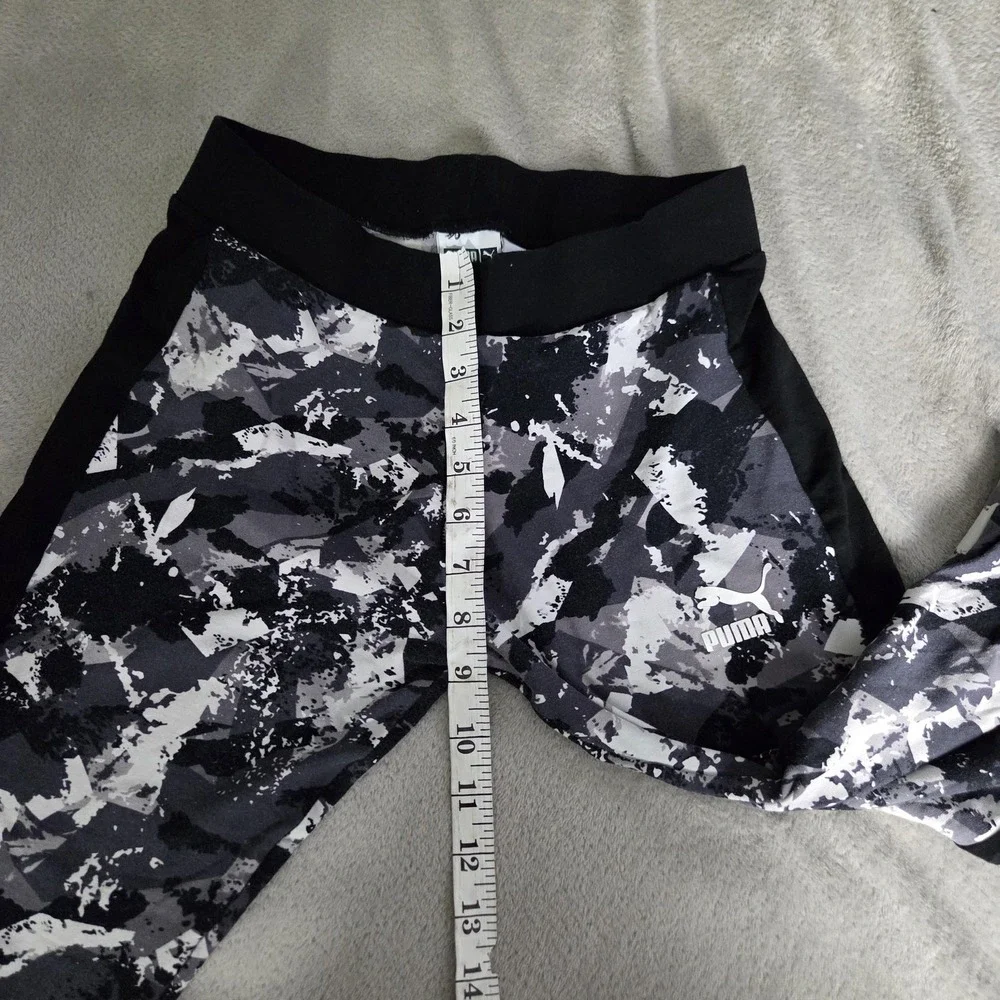Puma Leggings Womens Medium Black Camo Ankle Stretch Athletic Pants Jersey Logo